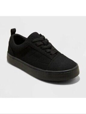 NEW Art Class Garrett Solid Black Skater Style Sneakers - Size 6 Boys